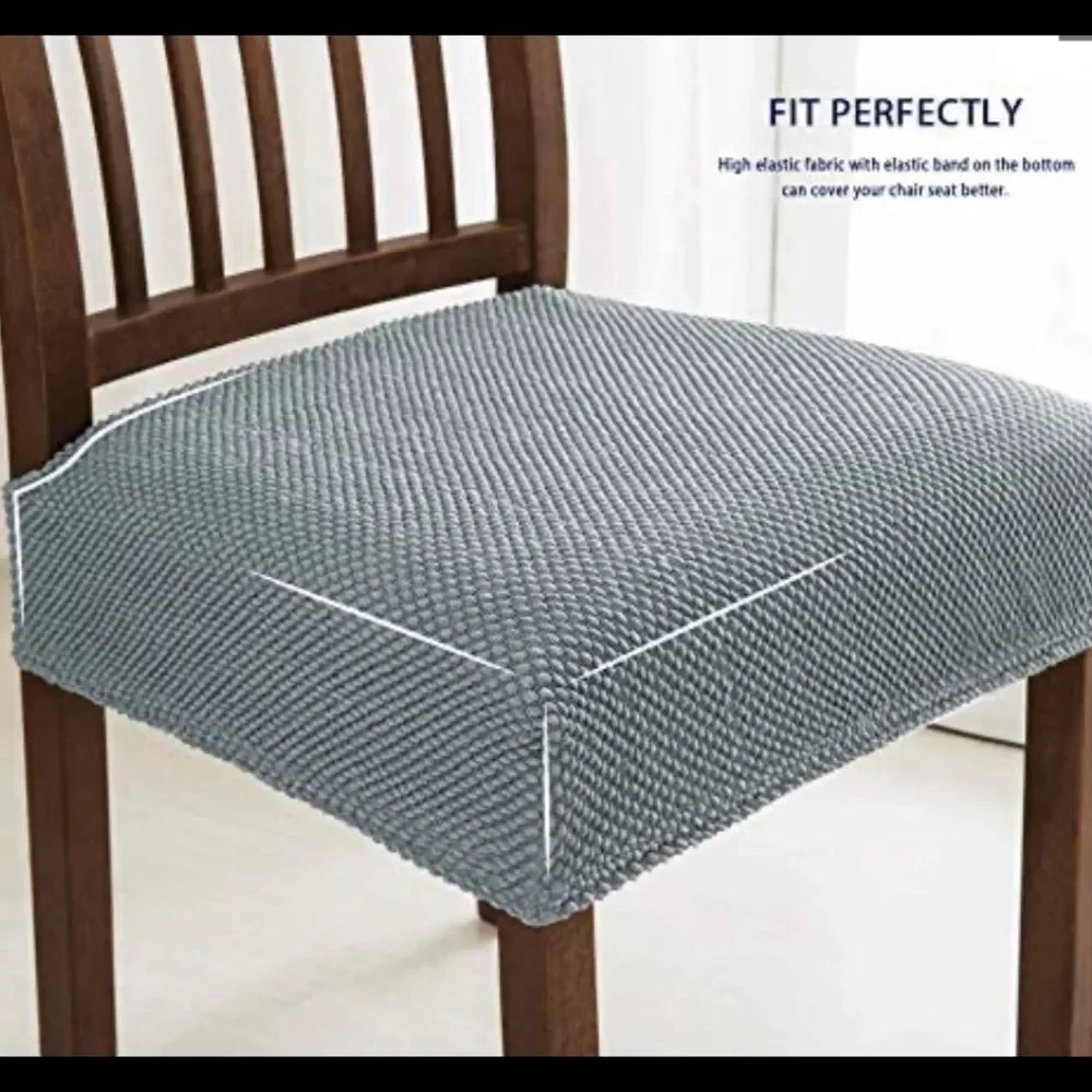 Subrtex Dining Room Chair Seat Covers Stretch (Light Grey, 2PCS)